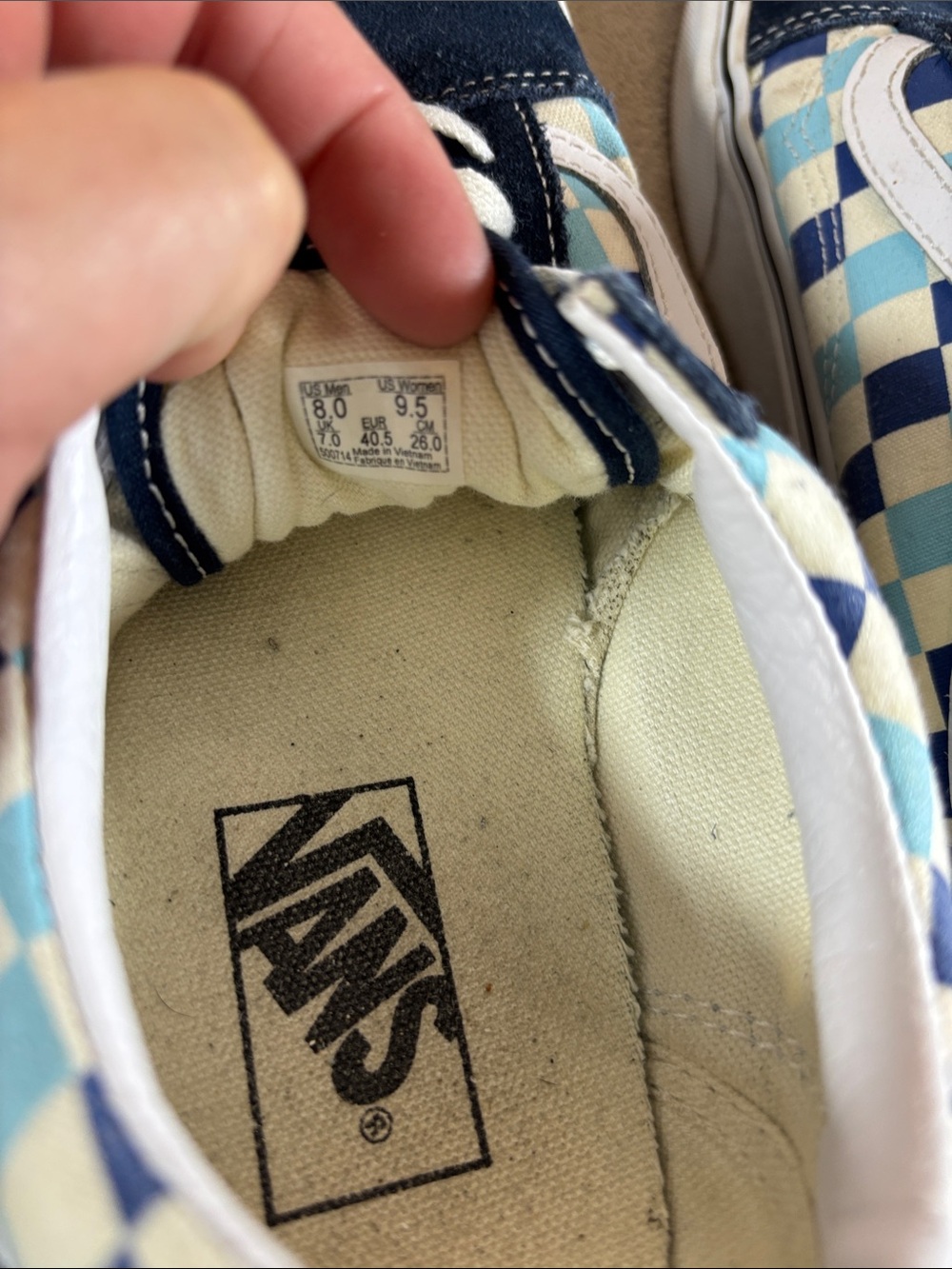 Vans Checkerboard Low-Top Sneakers in Navy and Light Blue - Picture 6 of 6